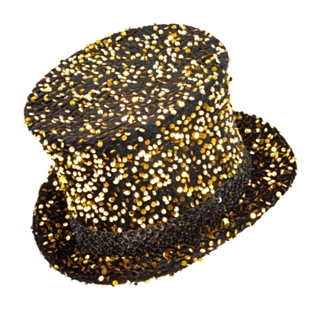 Paljett Hög Hatt Svart/Guld