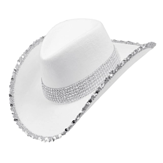 Glitter Cowboyhatt Vit