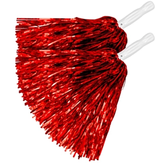 Metalliska Cheerleader Pom Poms Röd