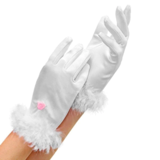 Satin Barnhandskar Vit