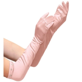Långa Satin Barnhandskar Rosa