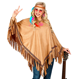 Brun Fransad Poncho