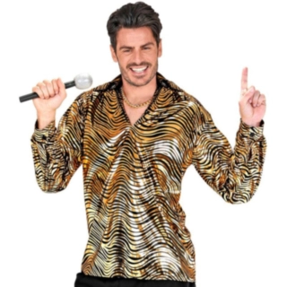 Randig Disco Fever Skjorta Guld