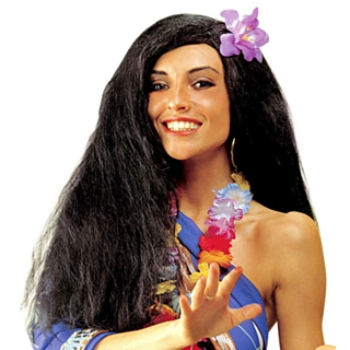 Hawaiiblomma Peruk Svart