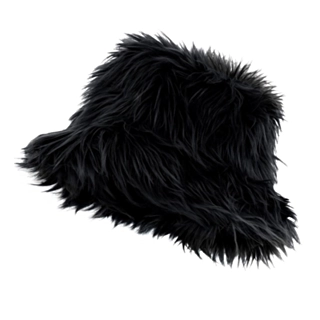 Plysch Bucket Hat Svart