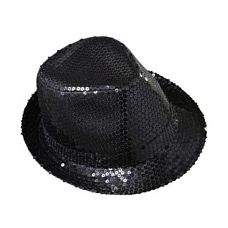 Paljett Trilby Hatt Svart