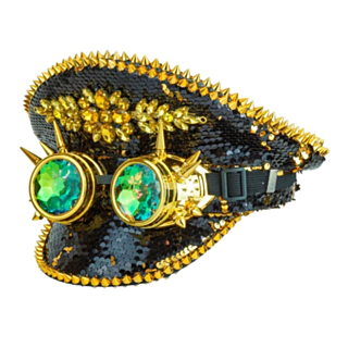 Glitter Steampunk Kaptenshatt Svart/Guld