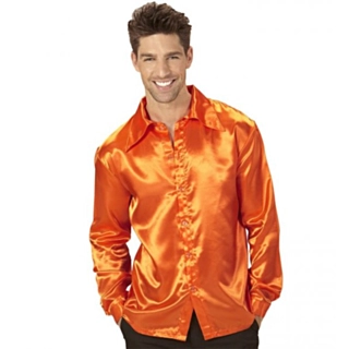 Orange Satin 70-tal Discoskjorta