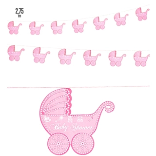 Babyshower Barnvagn Girlang Ljusrosa