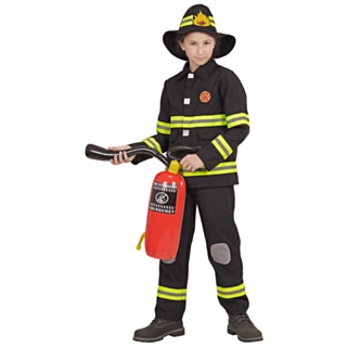 Svart Brandman Barndräkt