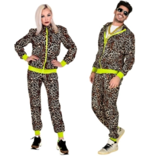 80-tal Leopard Träningsoutfit Maskeraddräkt