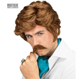 Playboy Peruk & Mustasch Brun