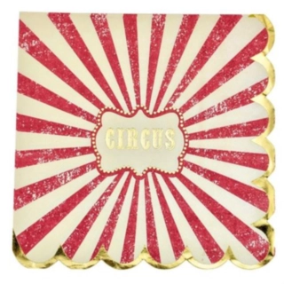 Cirkus Vintage Servetter Elfenben/Röd/Guld