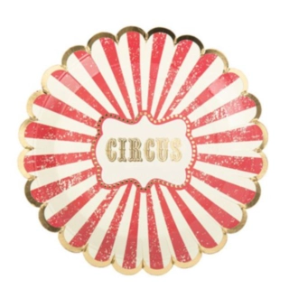 Cirkus Vintage Papperstallrikar Elfenben/Röd/Guld