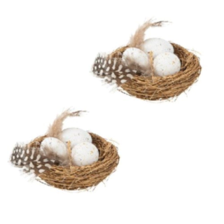 Fågelbo Påskpynt Med Ägg & Fjädrar