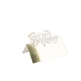 Happy Birthday Placeringskort Vit/Guld