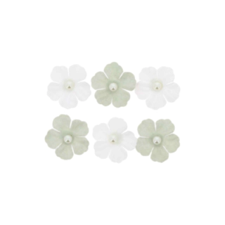 Pappersblommor Med Pärlor Vit/Salviagrön