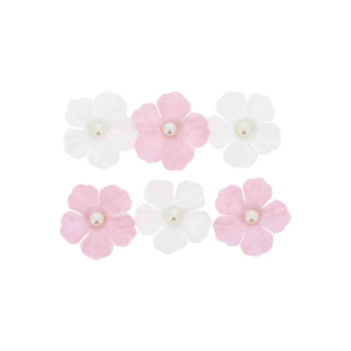 Pappersblommor Med Pärlor Ljusrosa/Vit