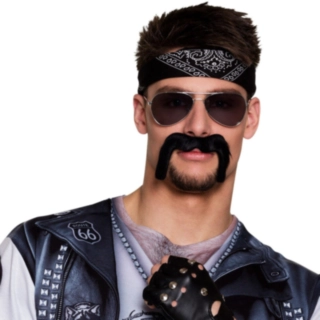 Biker Mustasch Svart