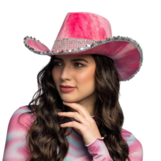 Glittrig Cowboyhatt Rosa