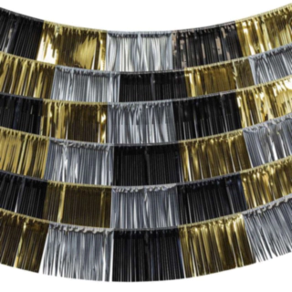 Nyår Fotobakgrund Girlang Guld/Silver/Svart
