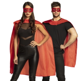 Superhjälte Cape & Ögonmask Röd