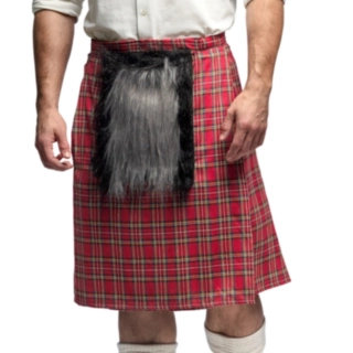 Skotsk Kilt Med Väska Röd