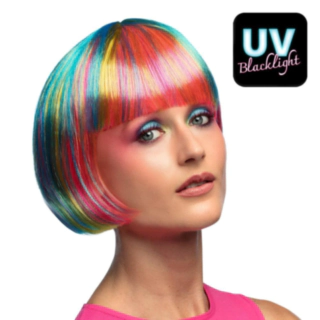 Neon UV Peruk Flerfärgad