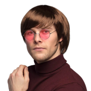 Kort Hippiefrisyr Peruk Brun