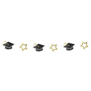 Examenshattar & Stjärnor Girlang Svart/Guld