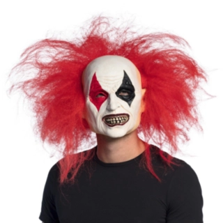 Horror Clown Mask Med Rött Hår