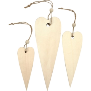 Trähjärta Hängande Dekorationer Beige