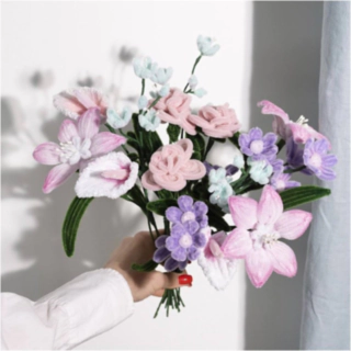 Chenille DIY Blommor Ljusrosa/Lila