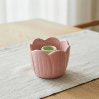 Näckros Ljusstake Porslin Ljusrosa