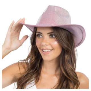 Glittrig Cowboyhatt Ljusrosa
