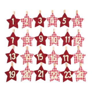 Juklappskalender Klädnypor Röd