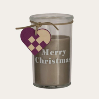 Merry Christmas Ljus i Glas Beige