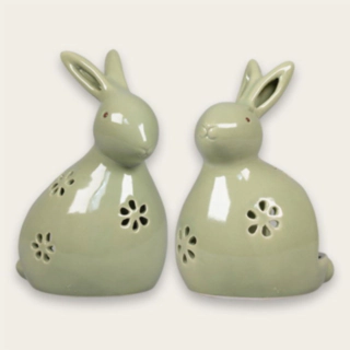 Bunny Keramik Värmeljushållare Grön