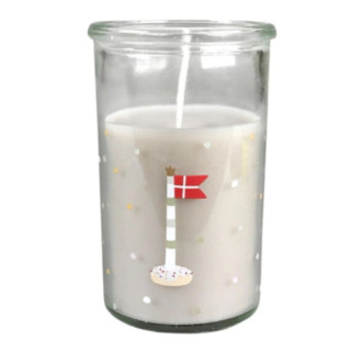 Dansk Flagga Ljus i Glas Grå