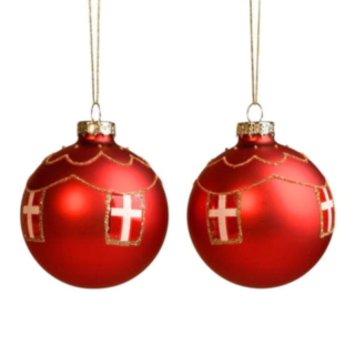 Julgranskulor Danska Flaggor Röd