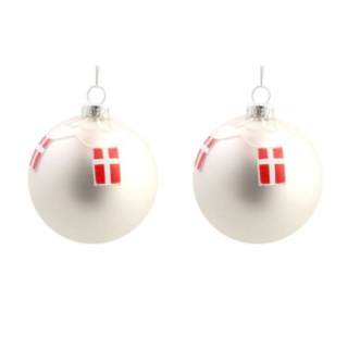 Julgranskulor Danska Flaggor Vit