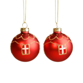 Julgranskulor Danska Flaggor Röd