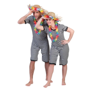 Mime Baddräkt Maskeraddräkt Svart/Vit