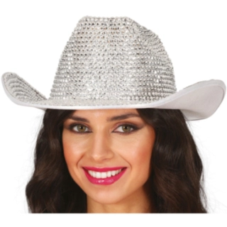 Paljett Cowboyhatt Silver