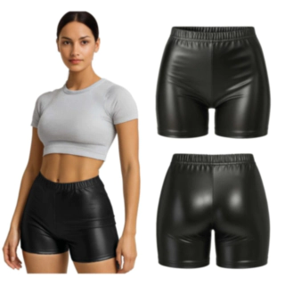 70-tal Metalliska Shorts Svart