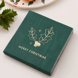 Merry Christmas Servetter Grön/Guld