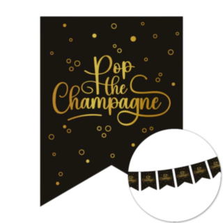 Pop the Champagne Vimpelgirlang Svart/Guld
