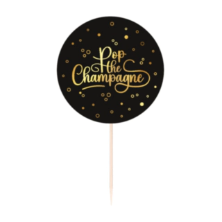 Pop the Champagne Tårtdekorationer Svart/Guld