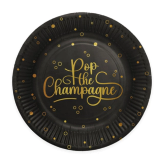 Pop the Champagne Papperstallrikar Svart/Guld