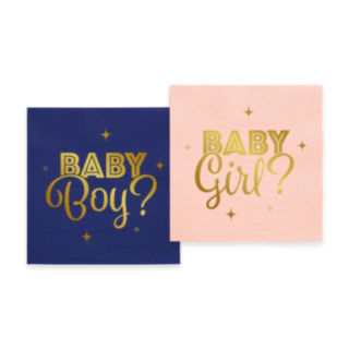 Gender Reveal Servetter Blå/Ljusrosa